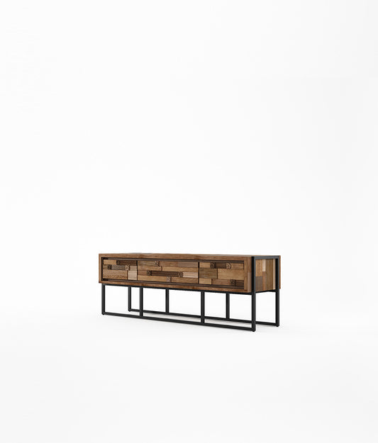 CARV'N IN BLACK Media Cabinet w/ 3 Drawers