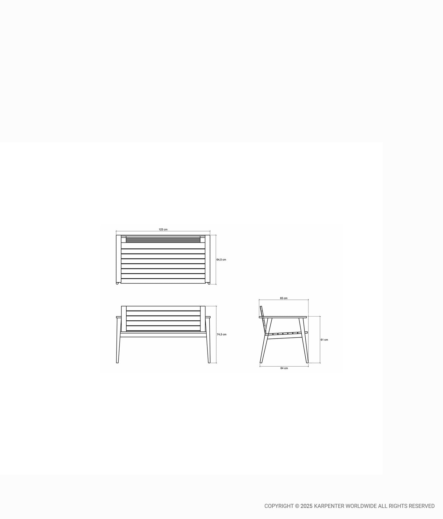 VINTAGE OUTDOOR 2 Seater Bench