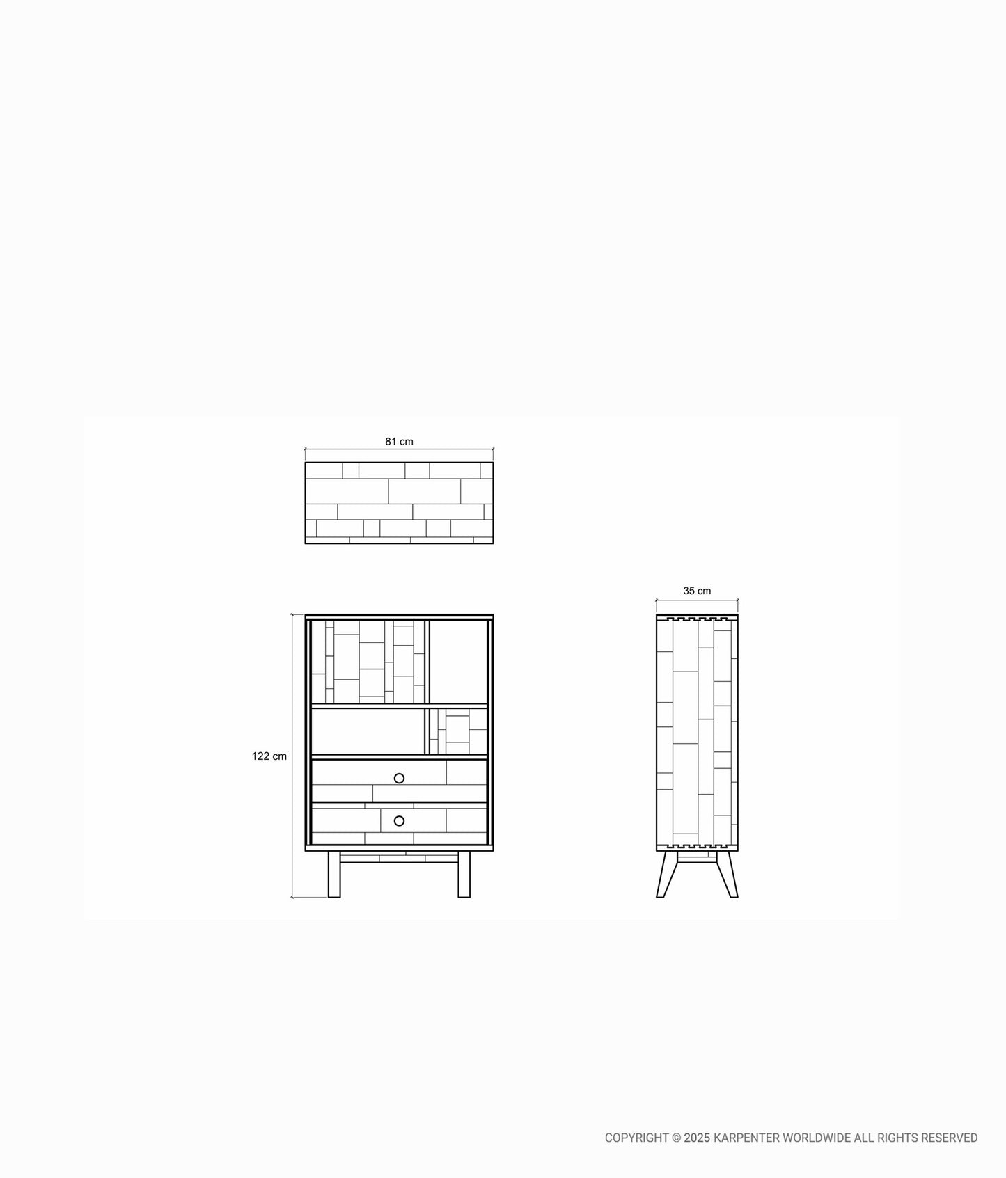 NEW BROOKLYN Bookcase Type A w/ 2 Drawers