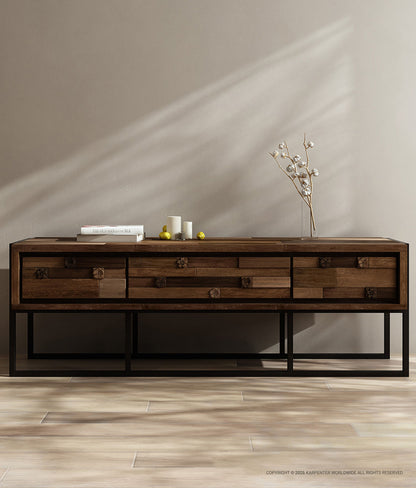 CARV'N IN BLACK Sideboard 2 Drawers & Doors
