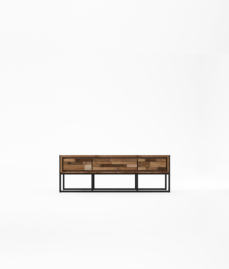 CARV'N IN BLACK Media Cabinet w/ 3 Drawers