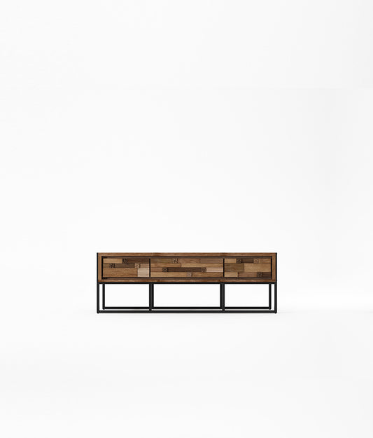 CARV'N IN BLACK Media Cabinet w/ 3 Drawers