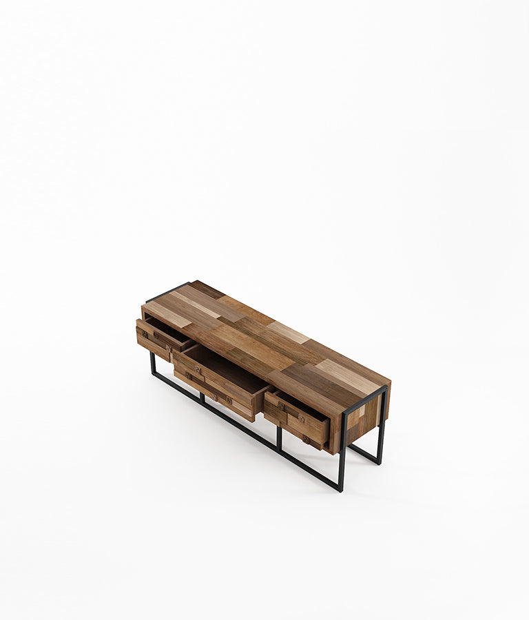 CARV'N IN BLACK Media Cabinet w/ 3 Drawers