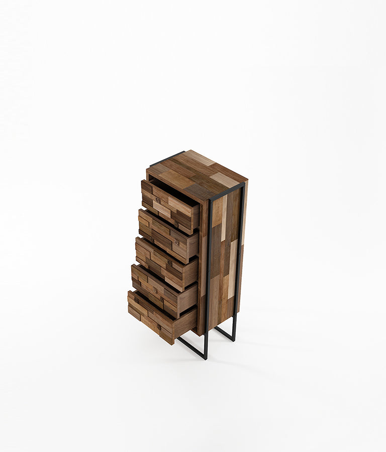 CARV'N IN BLACK Tall Chest w/ 5 Drawers