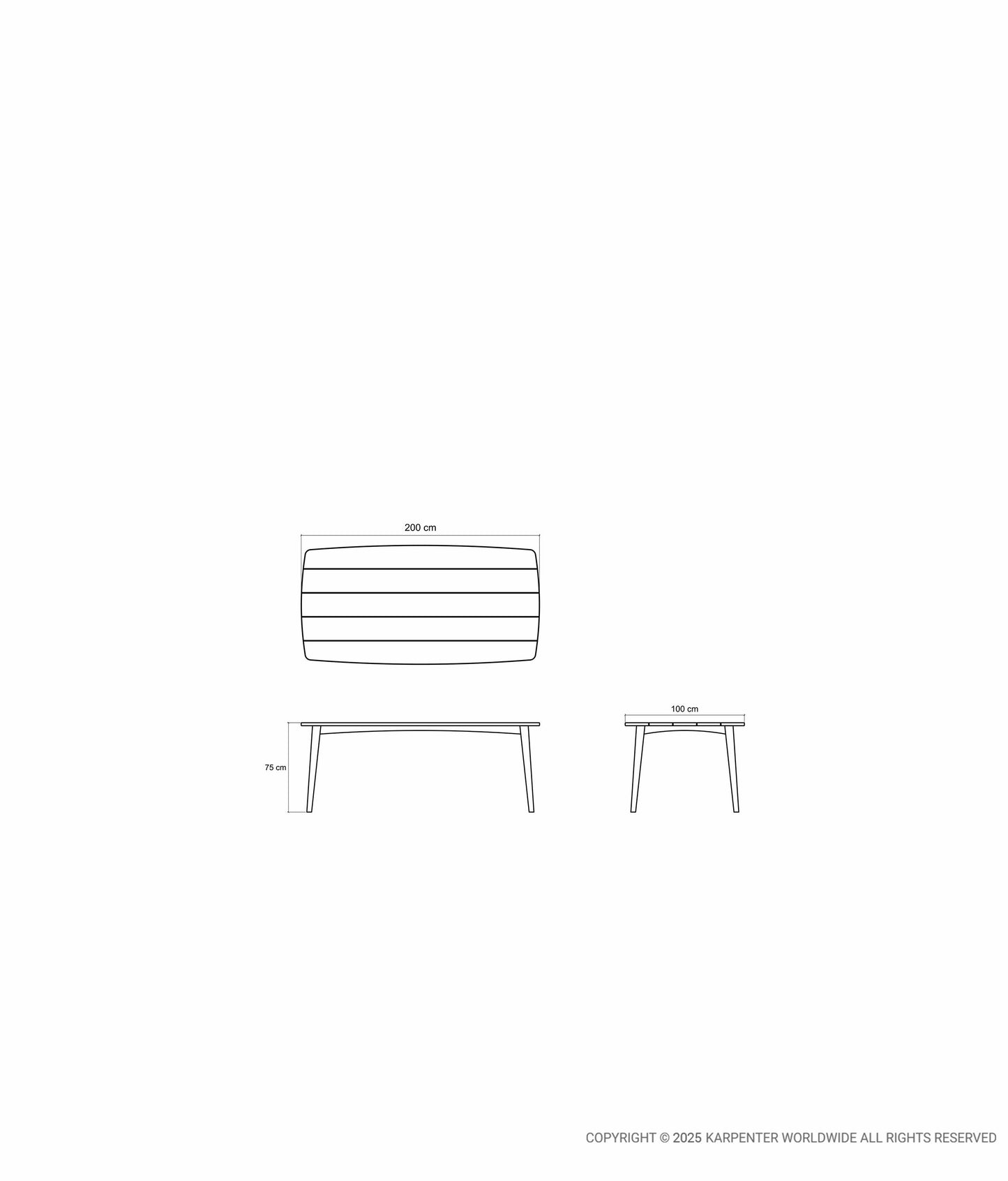 GRASSHOPPER OUTDOOR Rectangular Dining Table 200