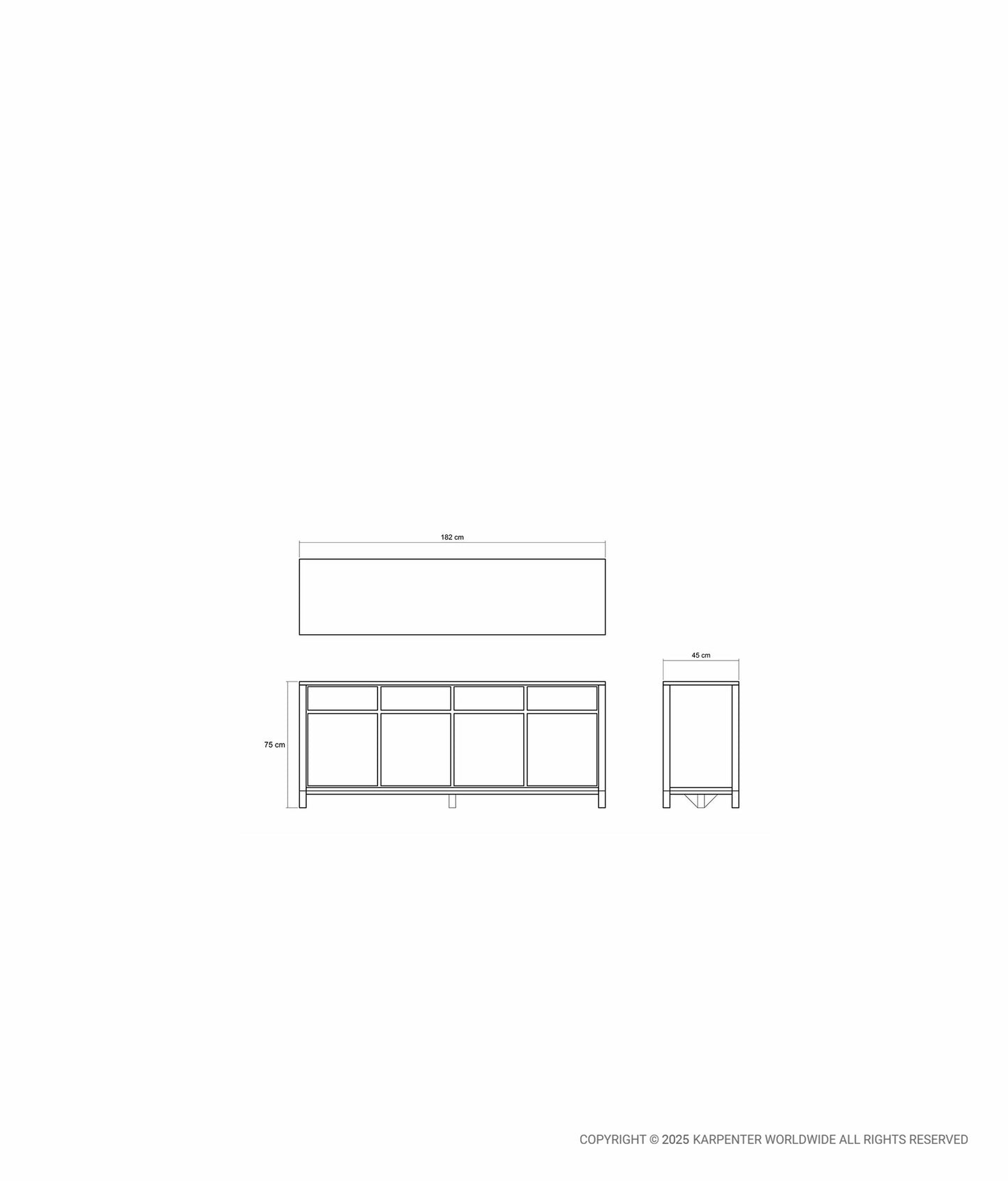 SOLID Sideboard w/ 4 Drawers & 4 Doors
