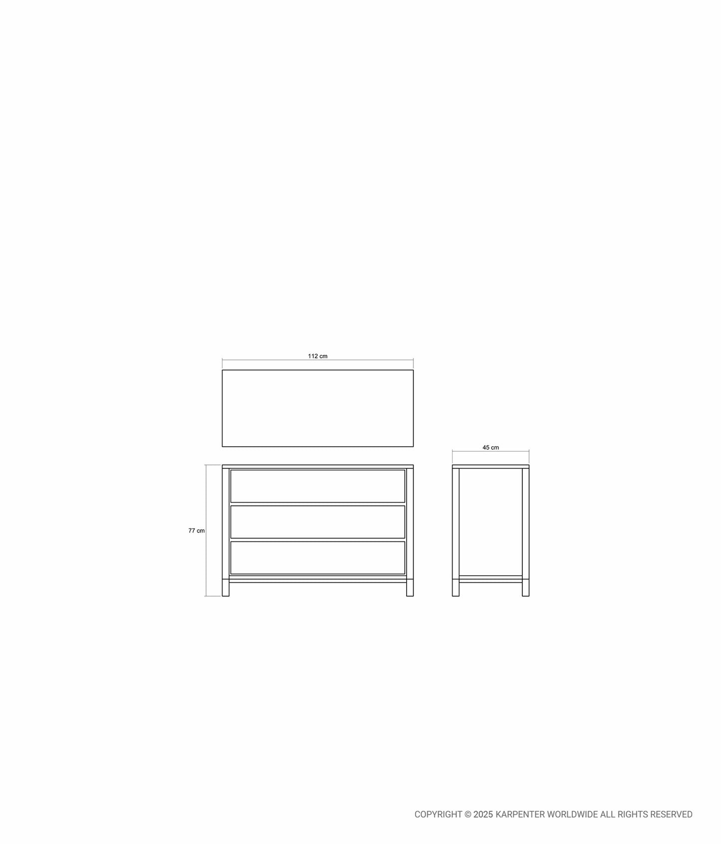 SOLID Chest w/ 3 Drawers