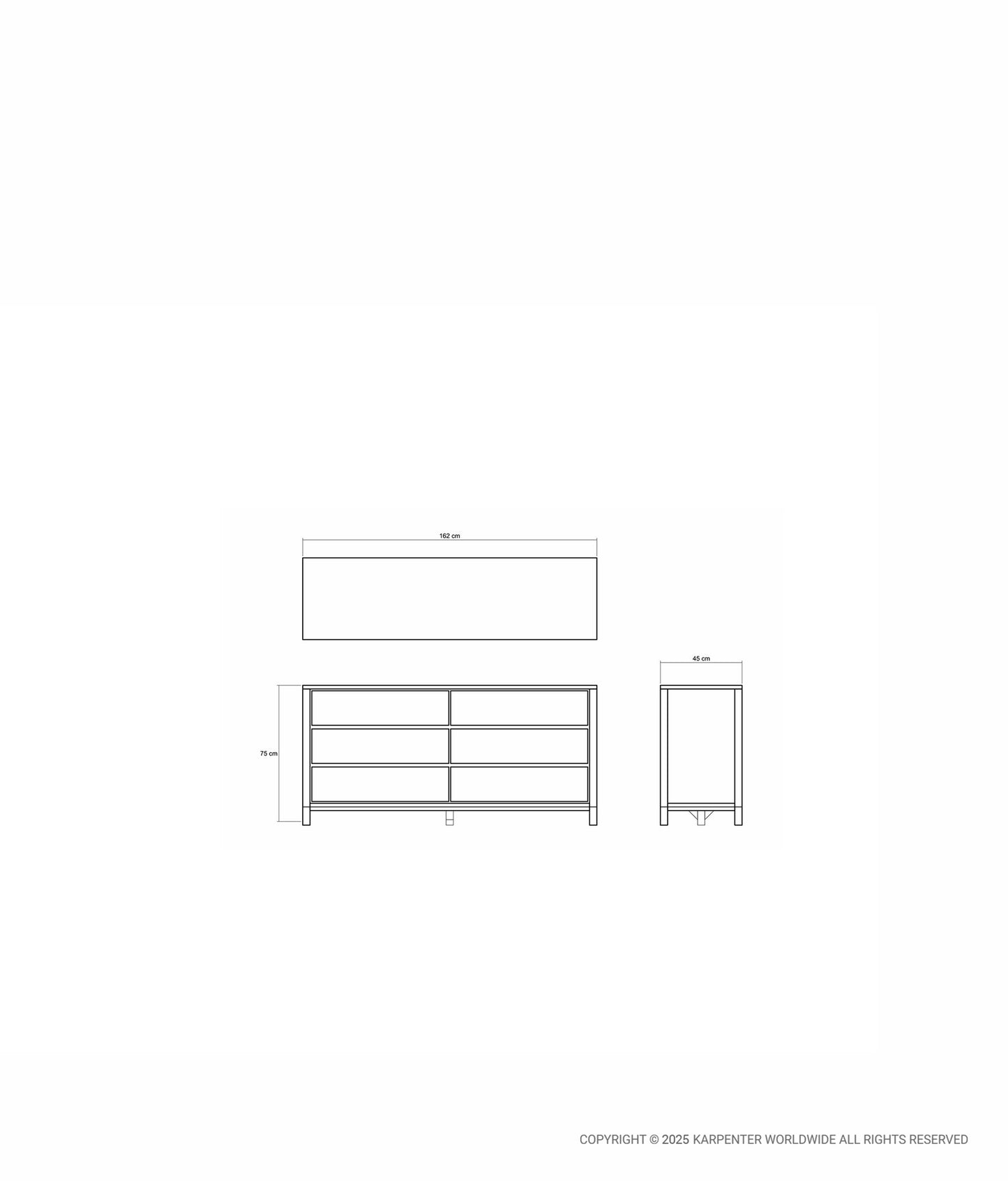 SOLID Chest w/ 6 Drawers