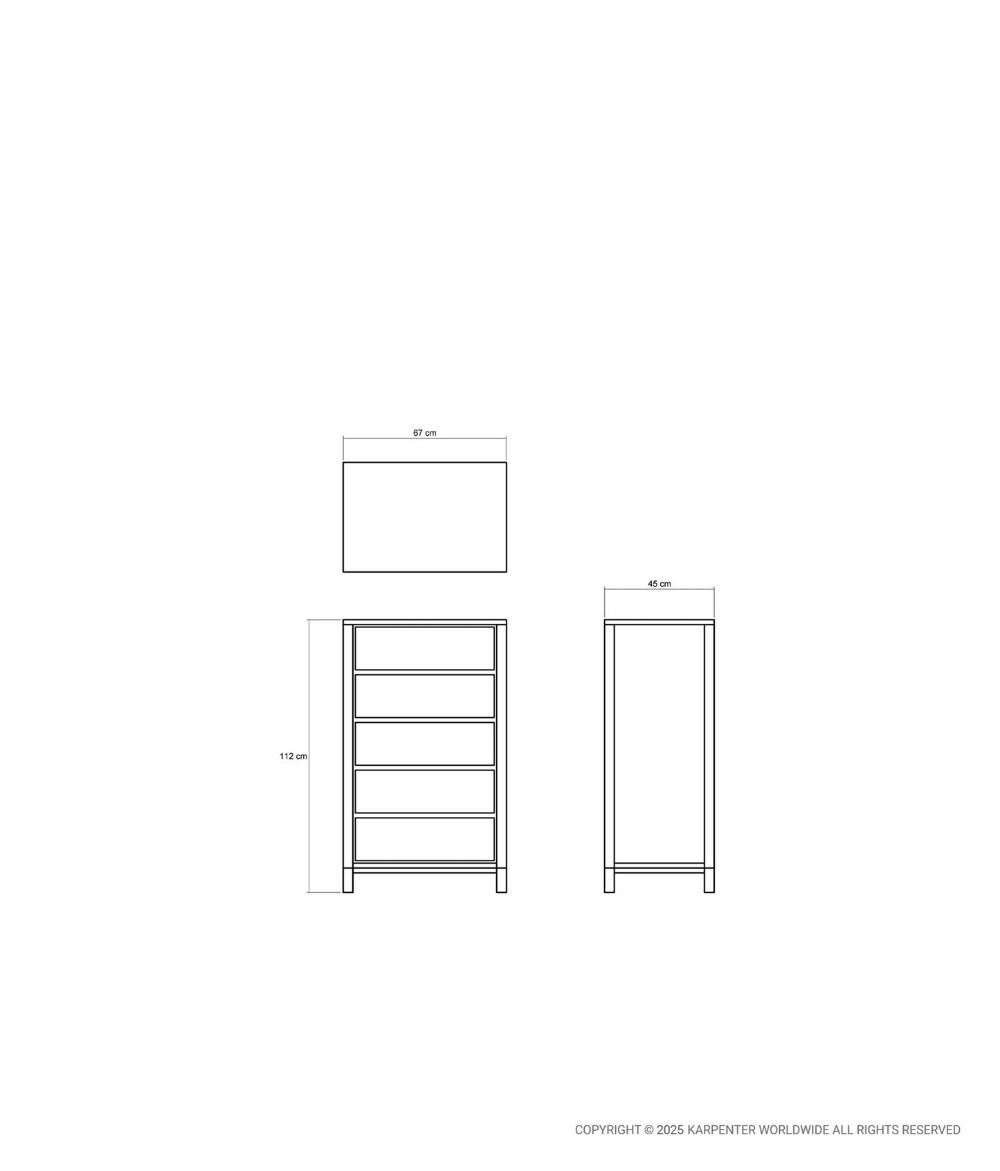 SOLID Tall Boy w/ 5 Drawers