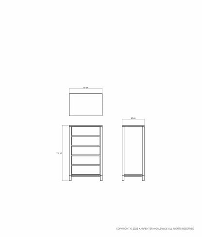SOLID Tall Boy w/ 5 Drawers