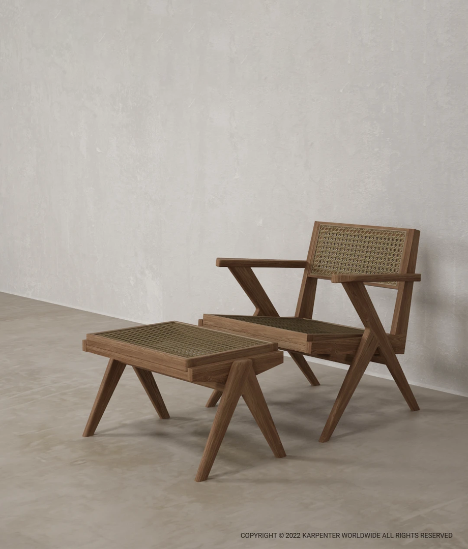 TRIBUTE Ottoman w/ Natural Rattan
