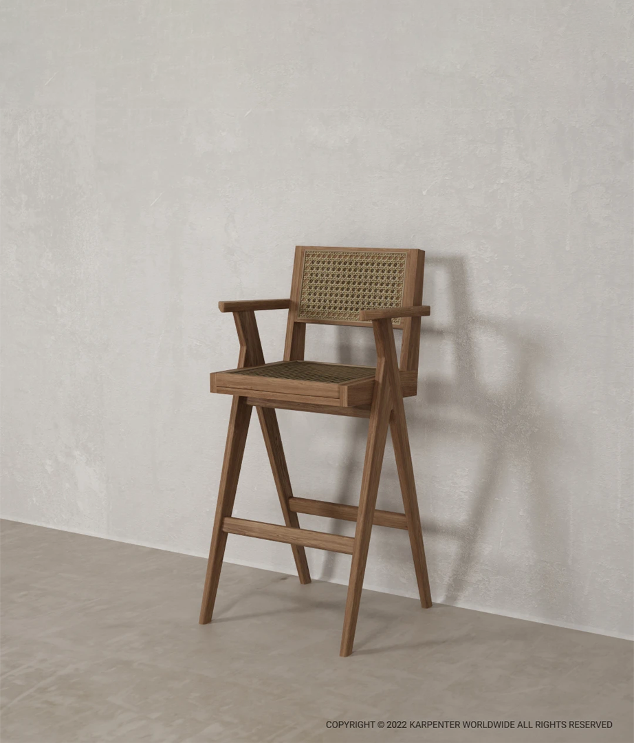 TRIBUTE Bar Stool w/ Natural Rattan