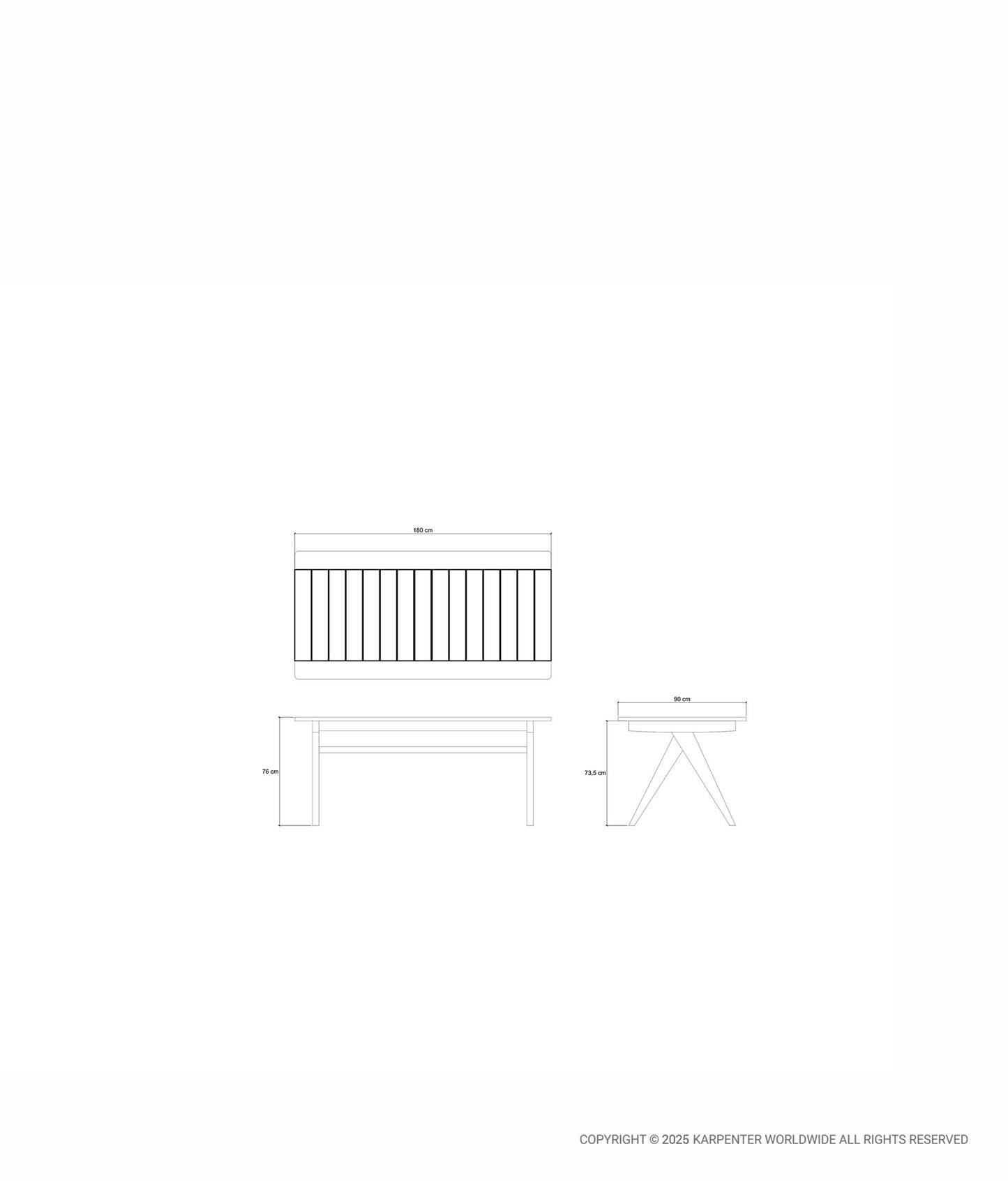 TRIBUTE OUTDOOR Rectangular Dining Table 180