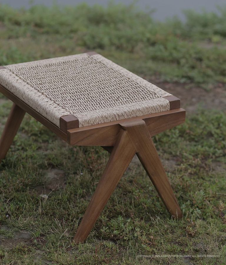 TRIBUTE OUTDOOR Ottoman w/ Hyacinth Paper Cord